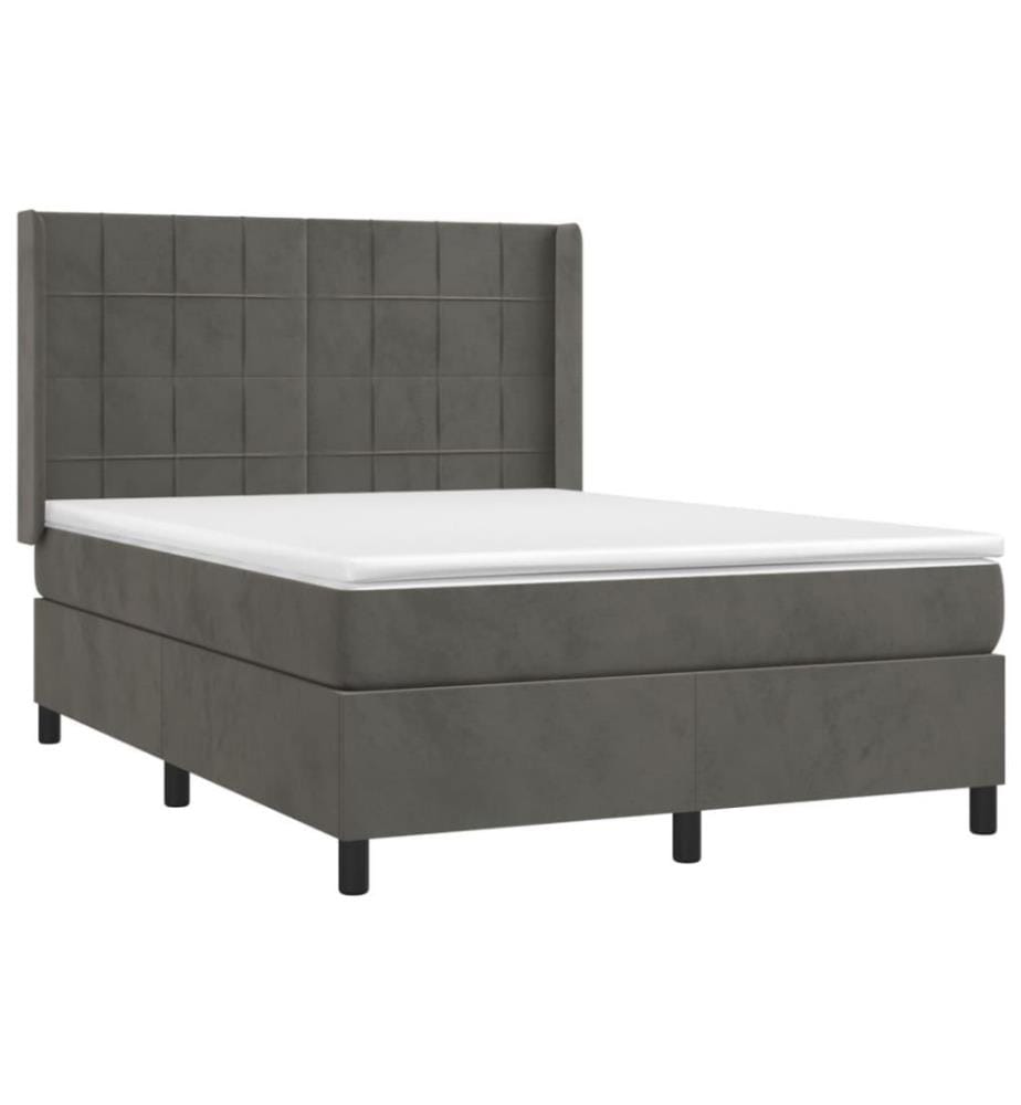 Boxspringbett mit Matratze Dunkelgrau 140x190 cm Samt