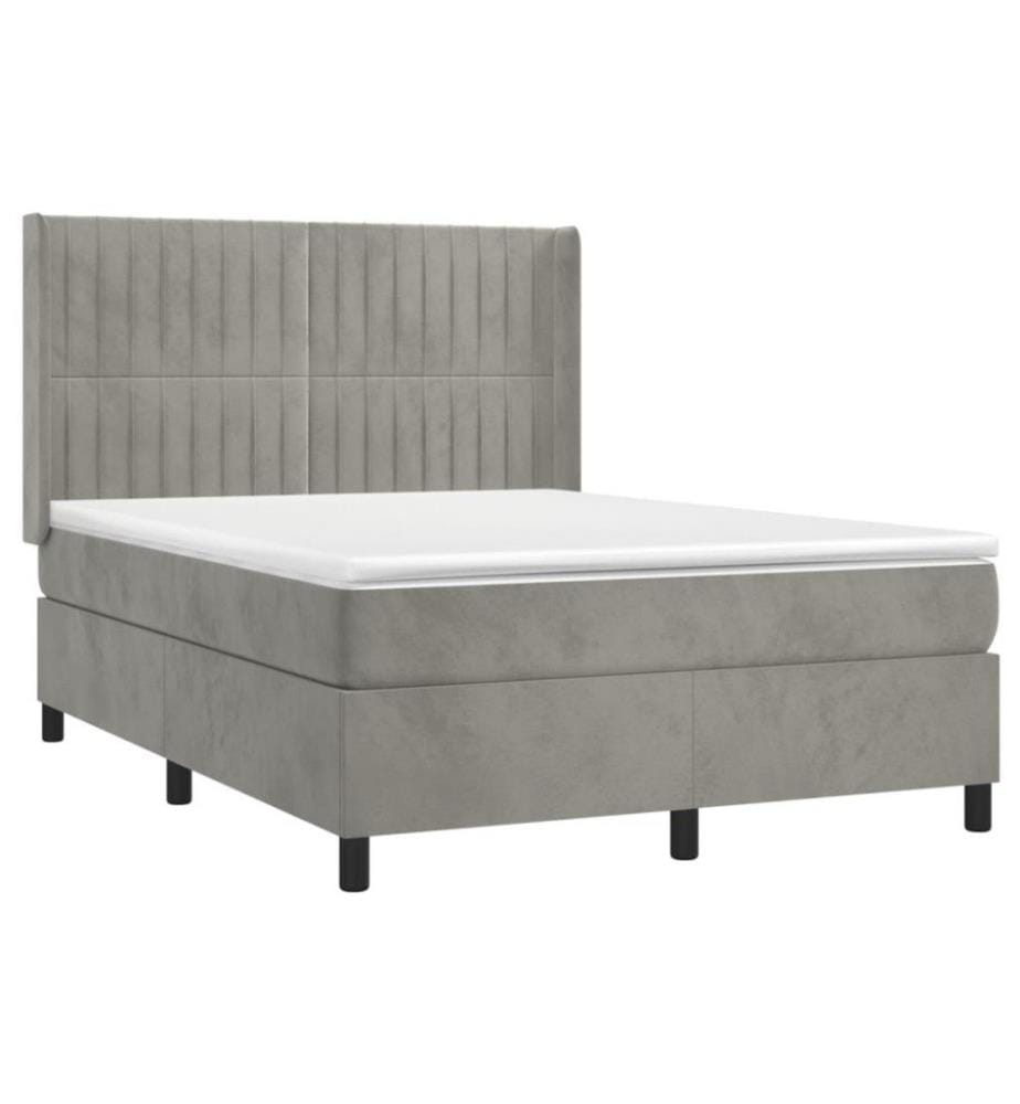 Boxspringbett mit Matratze Hellgrau 140x200 cm Samt