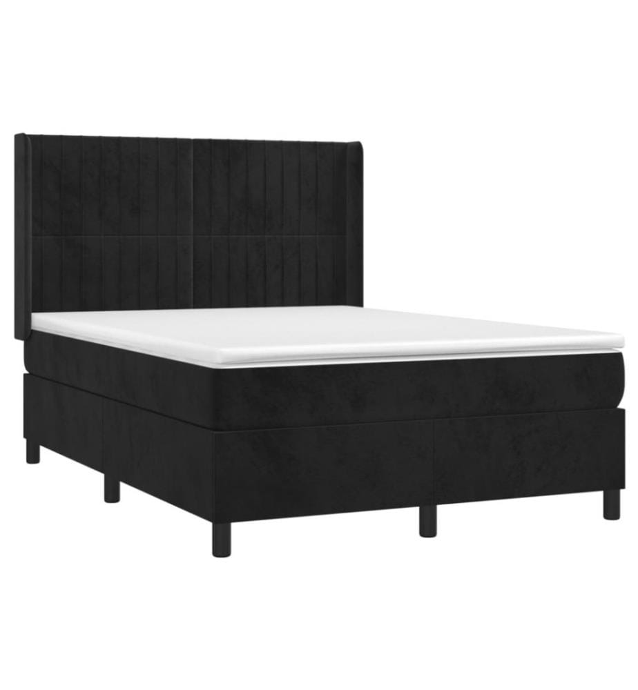 Boxspringbett mit Matratze Schwarz 140x190 cm Samt