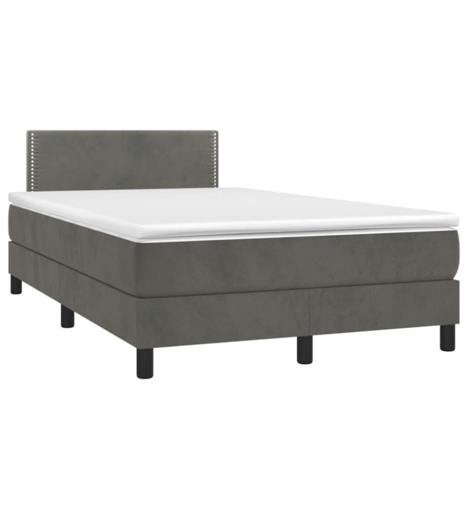 Boxspringbett mit Matratze & LED Dunkelgrau 120x200 cm Samt