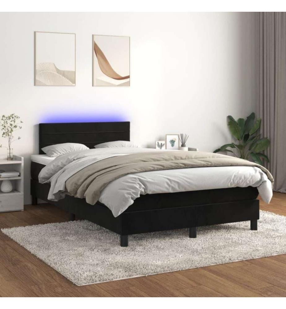 Boxspringbett mit Matratze & LED Schwarz 120x200 cm Samt