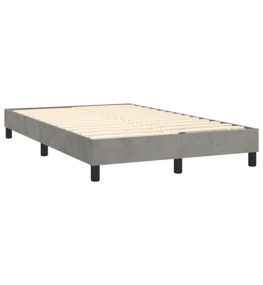 Boxspringbett mit Matratze & LED Hellgrau 120x200 cm Samt