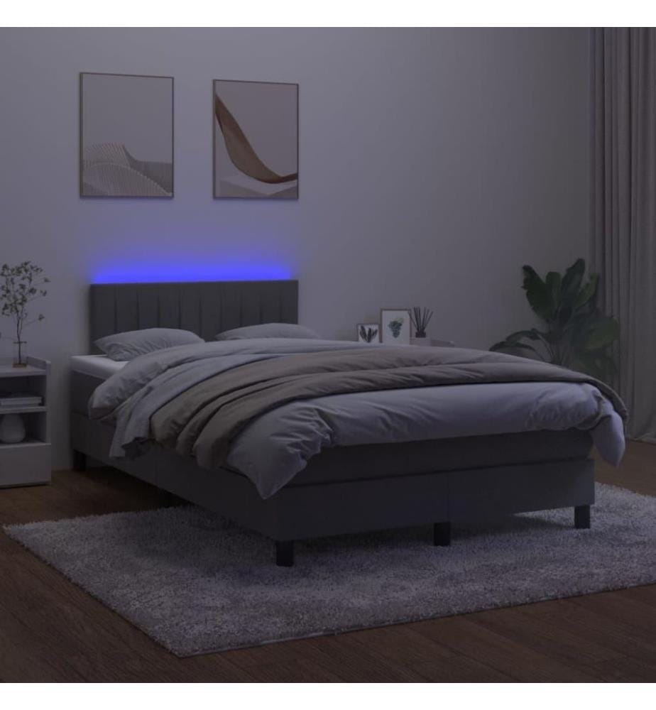 Boxspringbett mit Matratze & LED Dunkelgrau 120x200 cm Samt