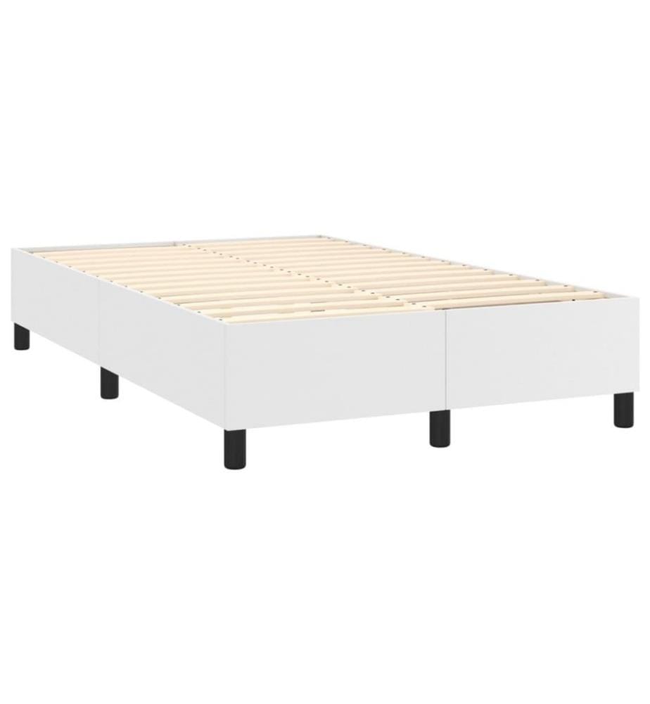 Boxspringbett mit Matratze & LED Weiss 120x200 cm Kunstleder