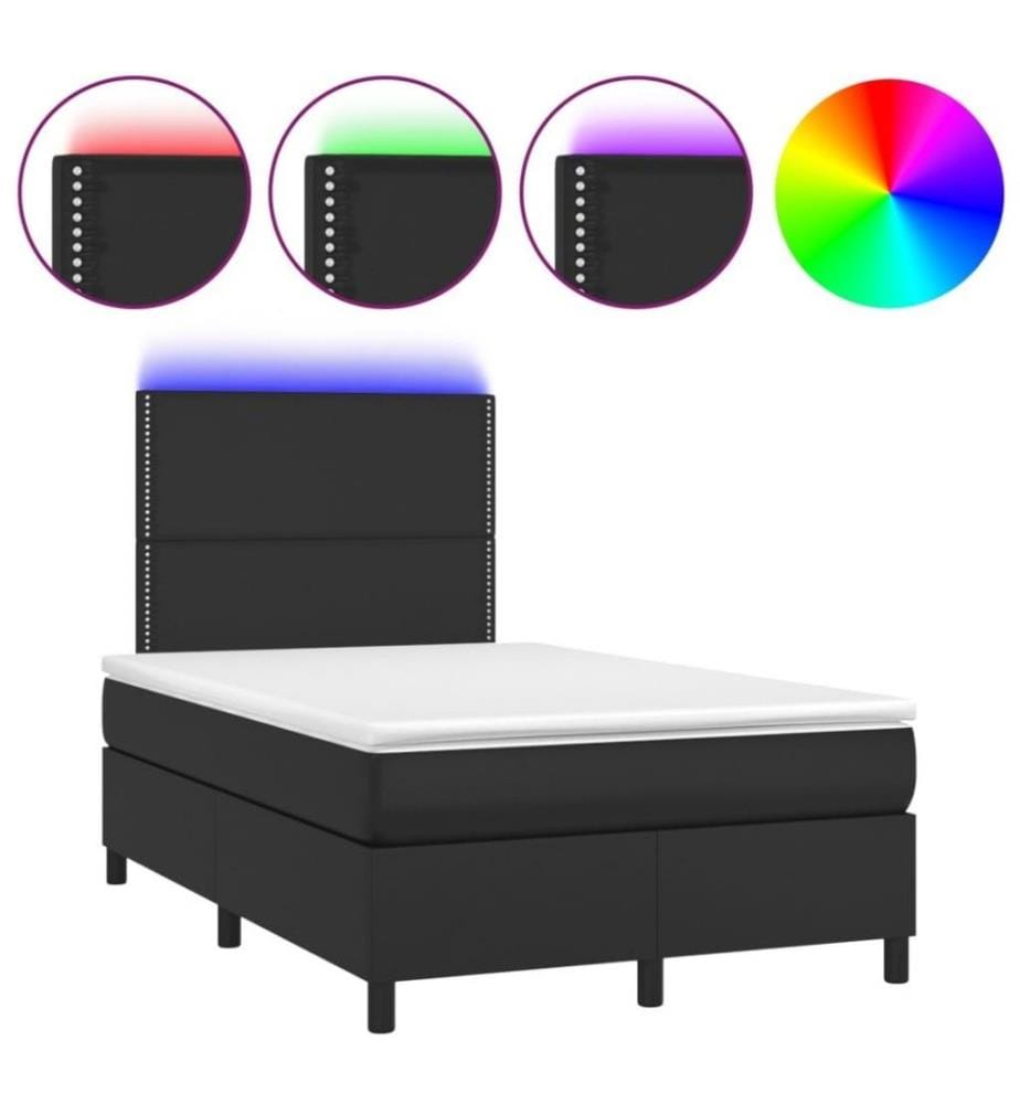 Boxspringbett mit Matratze & LED Schwarz 120x200 cm Kunstleder