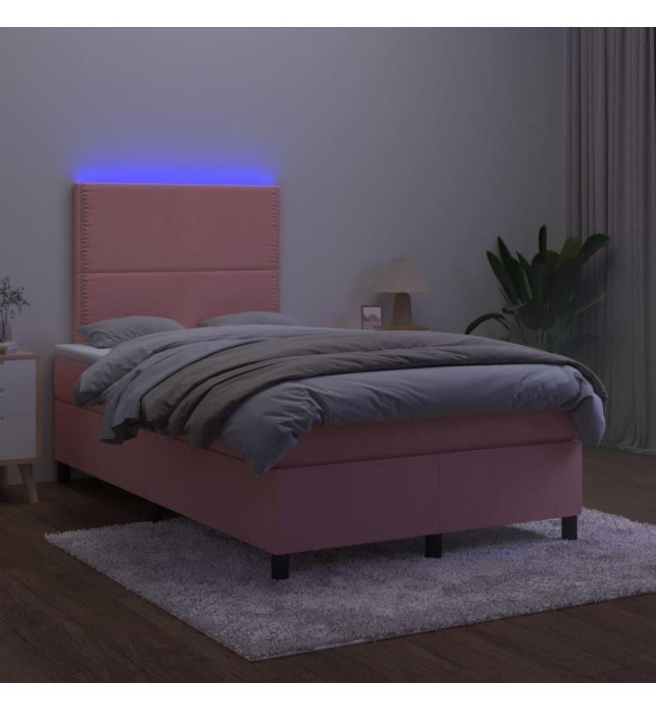 Boxspringbett mit Matratze & LED Rosa 120x200 cm Samt