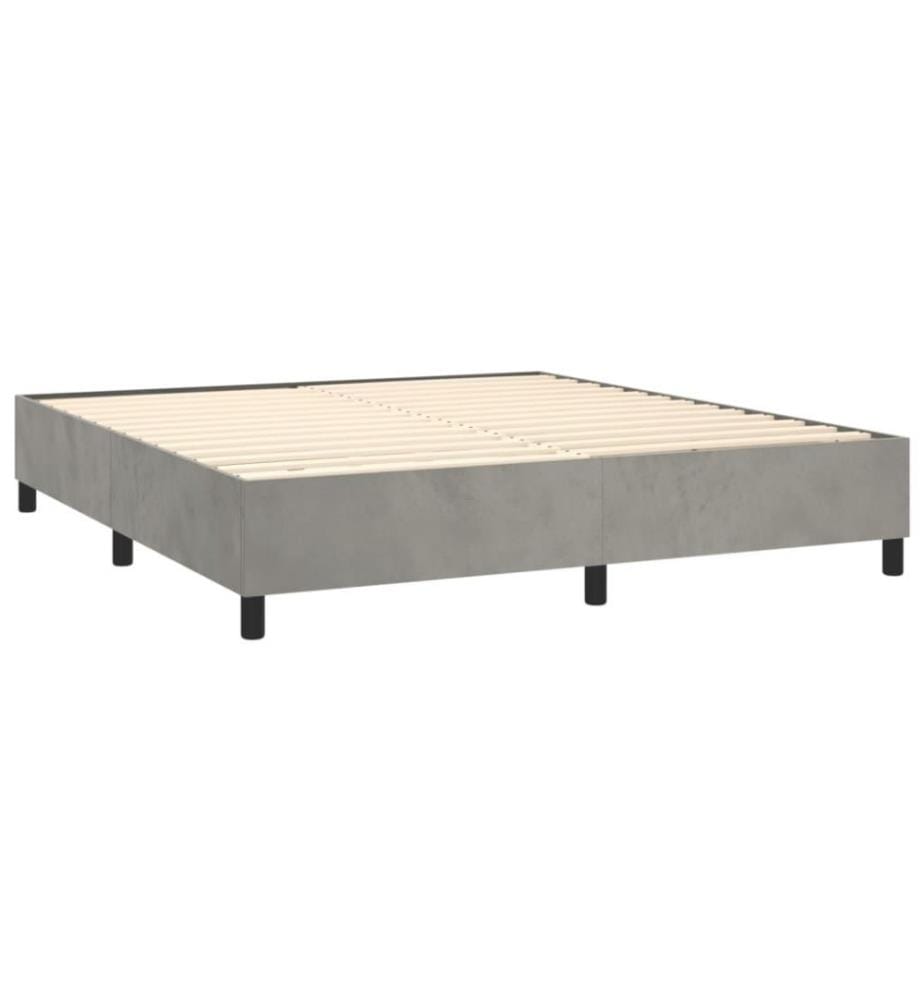 Boxspringbett mit Matratze & LED Hellgrau 180x200 cm Samt