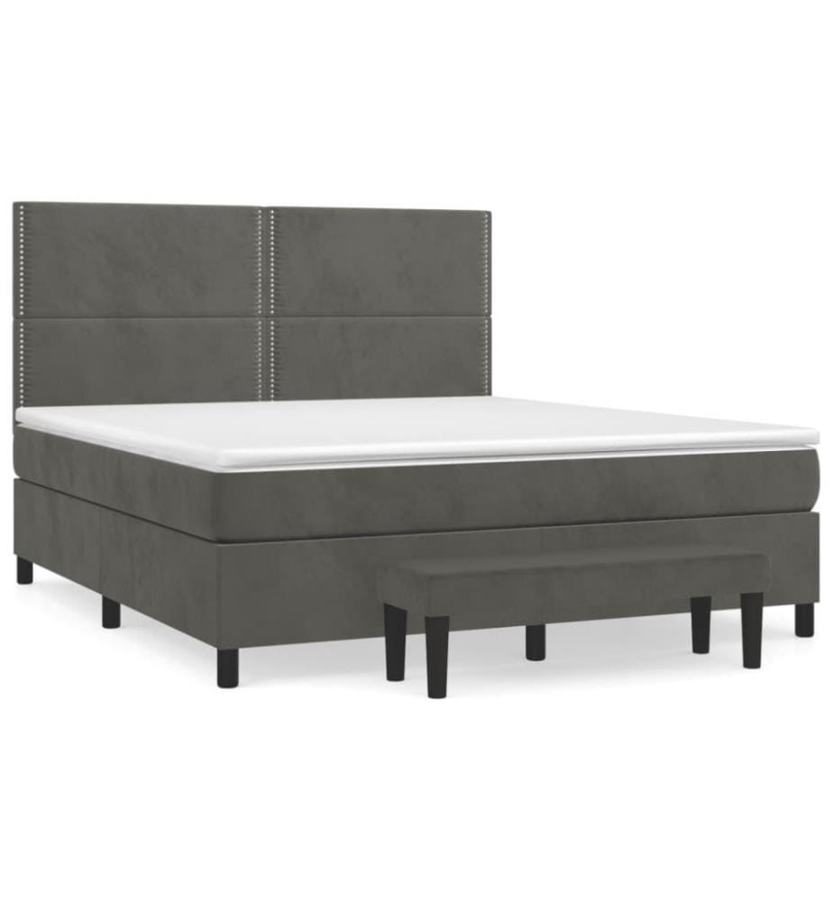Boxspringbett mit Matratze Dunkelgrau 160x200 cm Samt