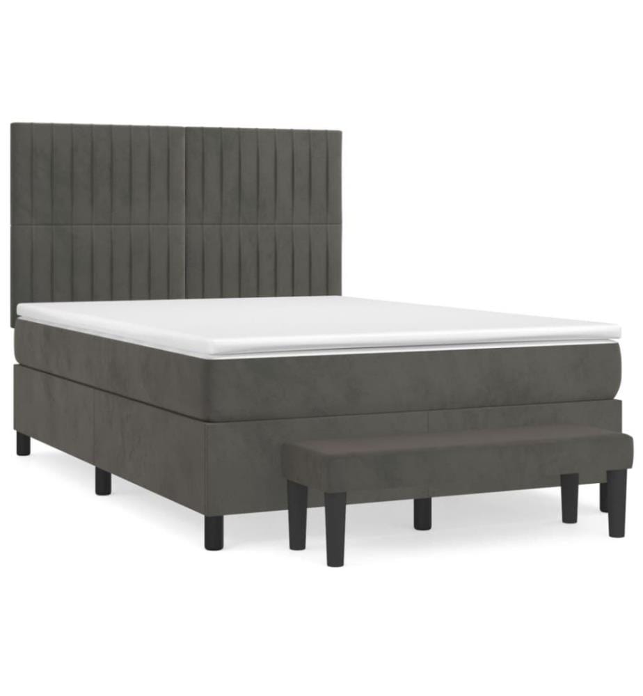 Boxspringbett mit Matratze Dunkelgrau 140x200 cm Samt