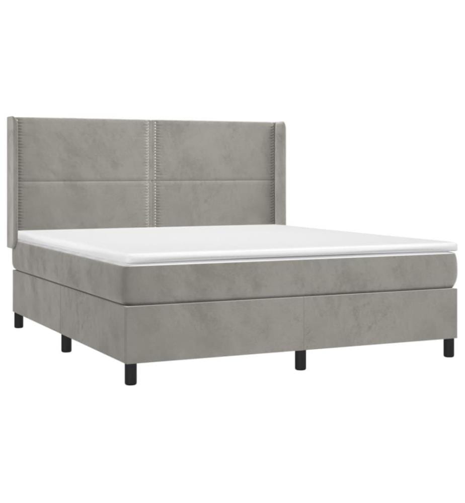 Boxspringbett mit Matratze & LED Hellgrau 160x200 cm Samt