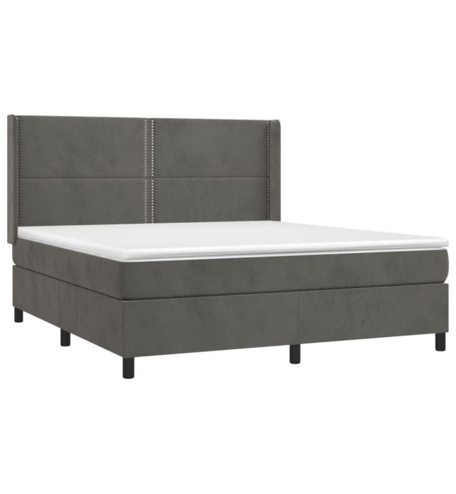 Boxspringbett mit Matratze & LED Dunkelgrau 180x200 cm Samt