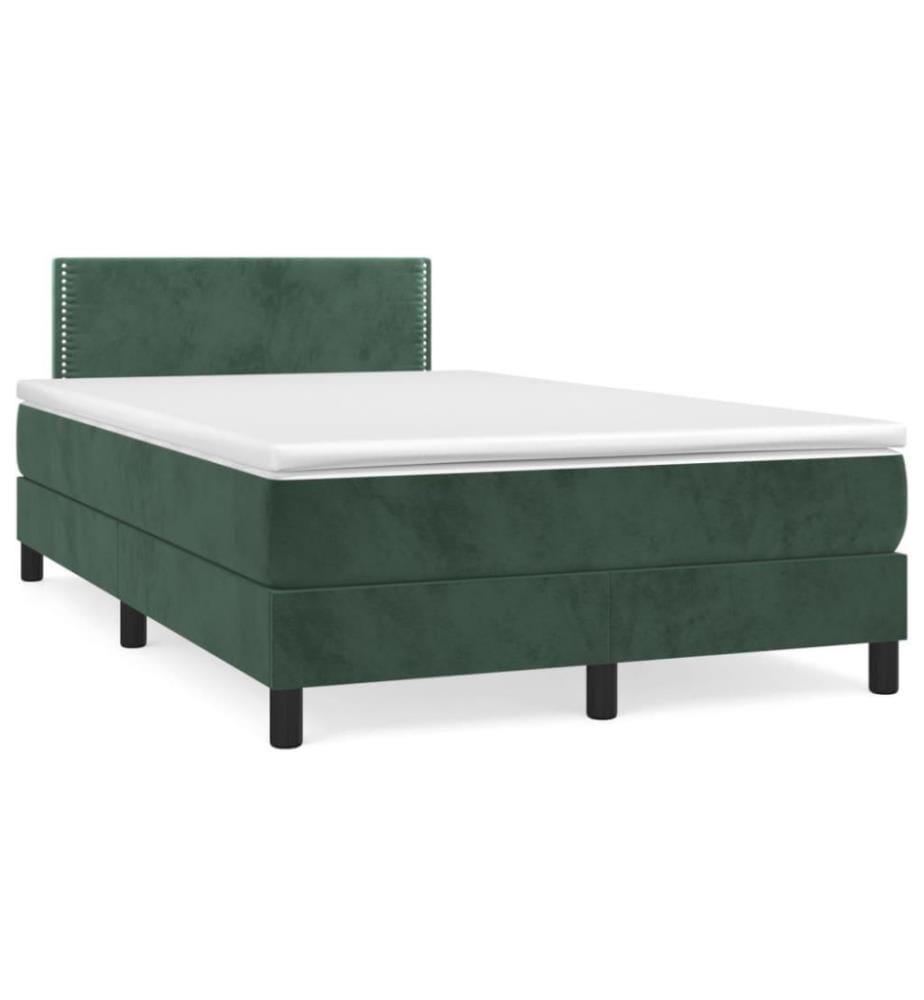 Boxspringbett mit Matratze Dunkelgrün 120x200 cm Samt