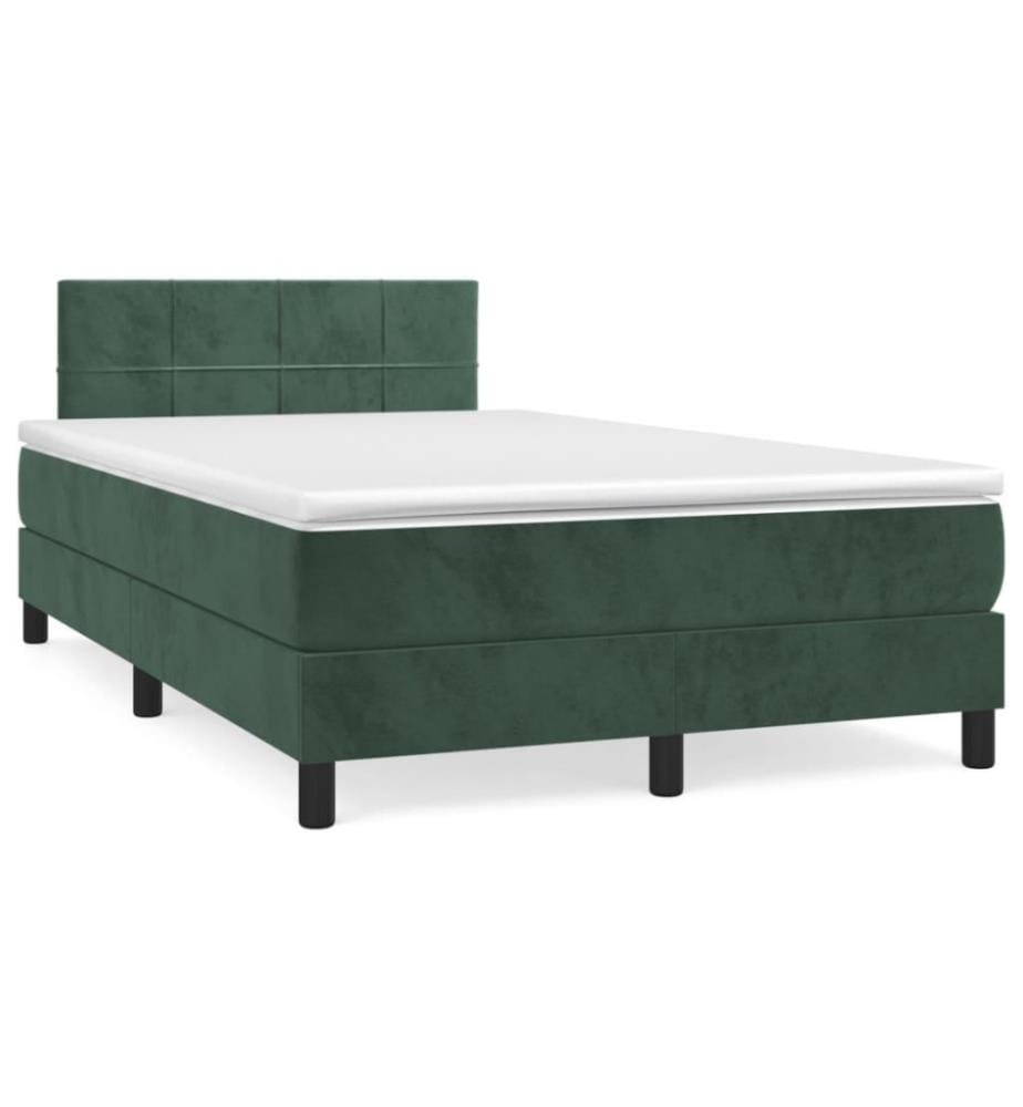 Boxspringbett mit Matratze Dunkelgrün 120x200 cm Samt