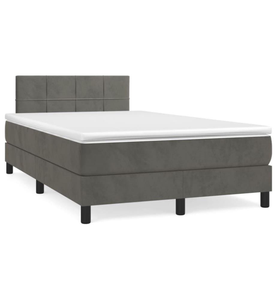 Boxspringbett mit Matratze Dunkelgrau 120x200 cm Samt