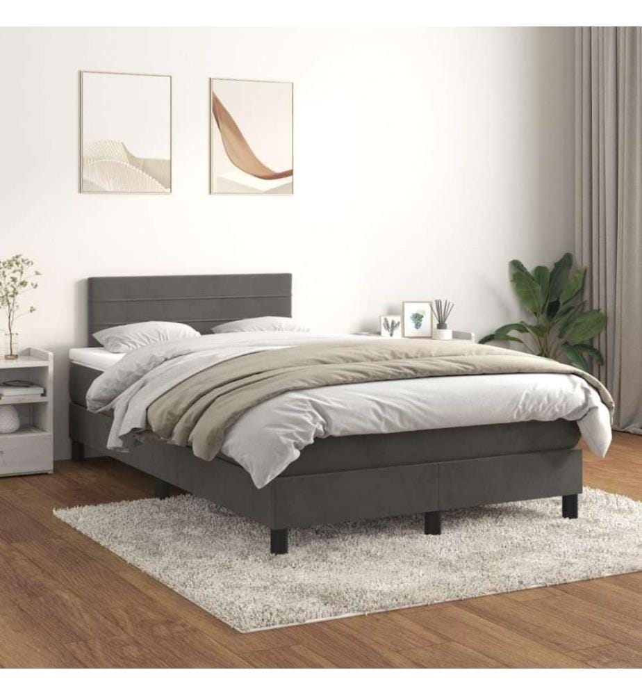 Boxspringbett mit Matratze Dunkelgrau 120x200 cm Samt
