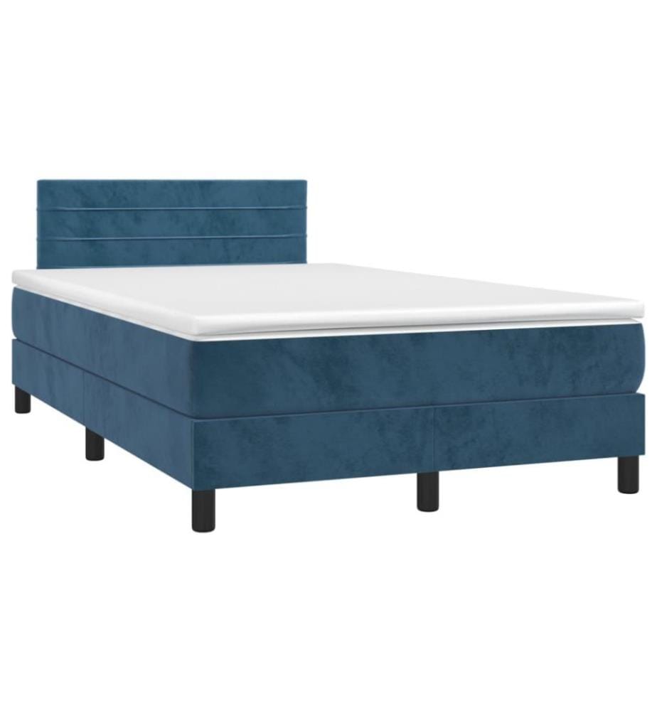 Boxspringbett mit Matratze Dunkelblau 120x200 cm Samt