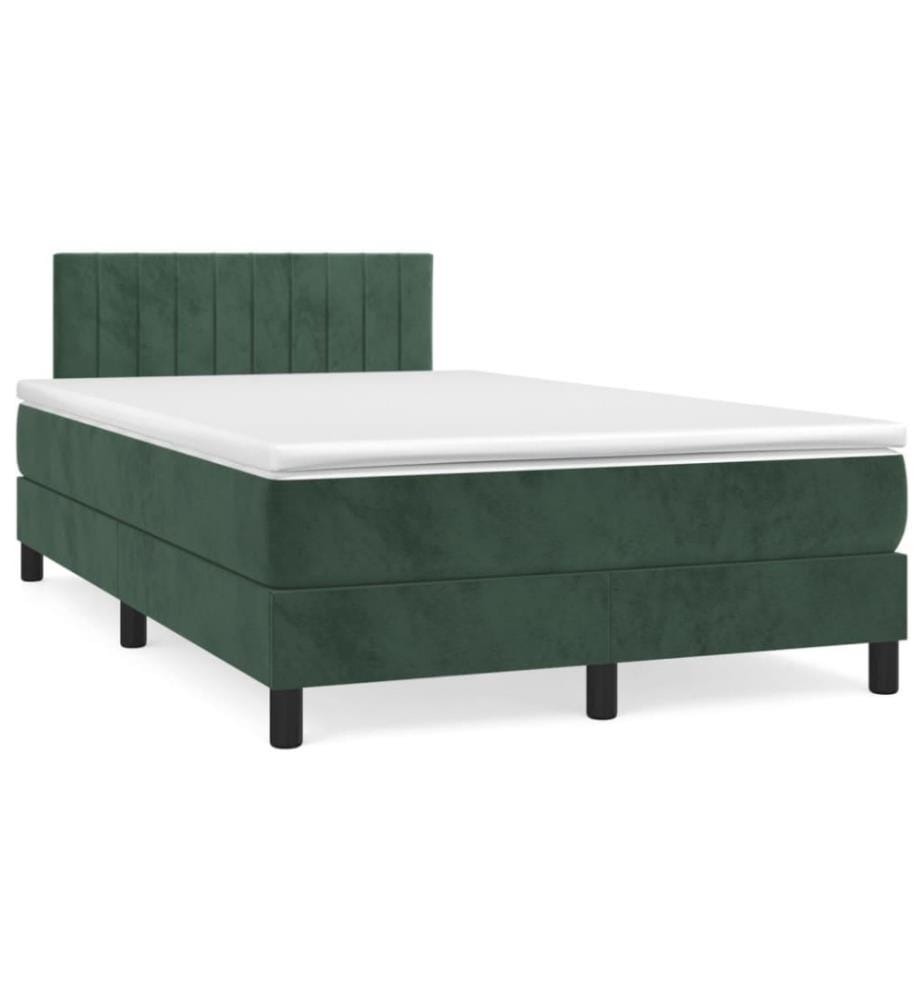 Boxspringbett mit Matratze Dunkelgrün 120x200 cm Samt
