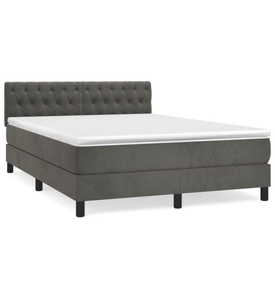 Boxspringbett mit Matratze Dunkelgrau 140x190 cm Samt