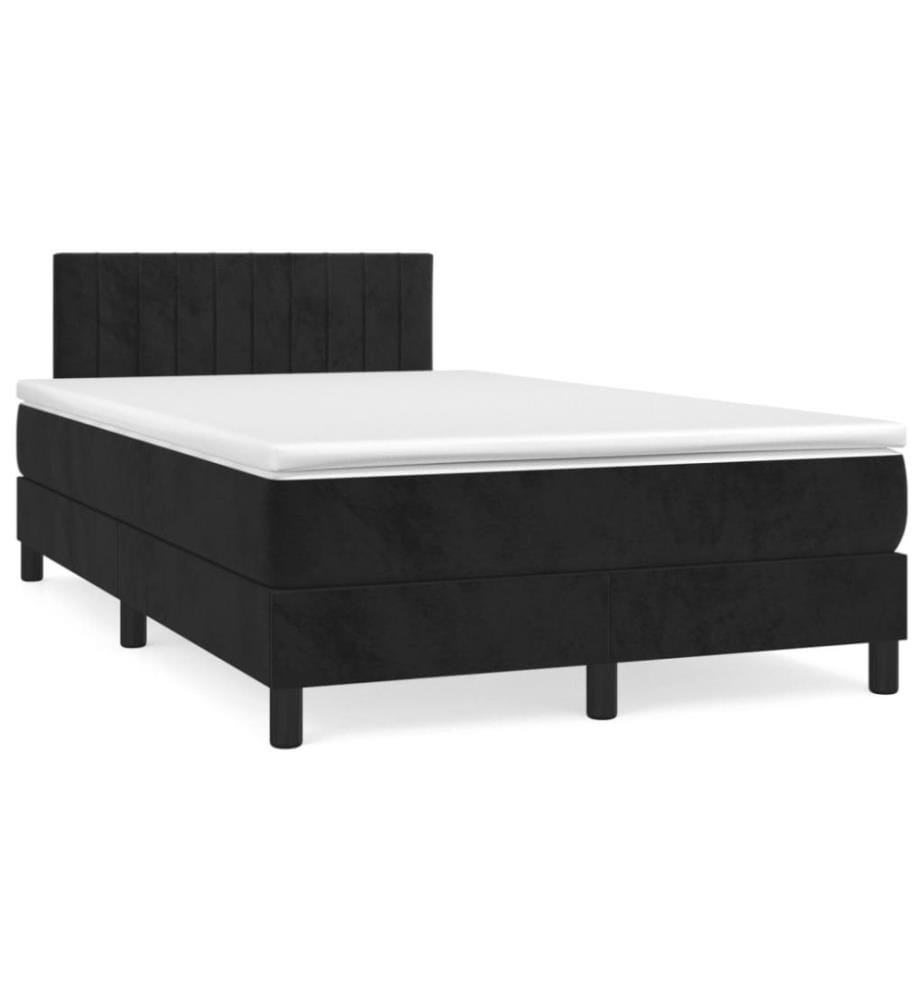 Boxspringbett mit Matratze Schwarz 120x200 cm Samt