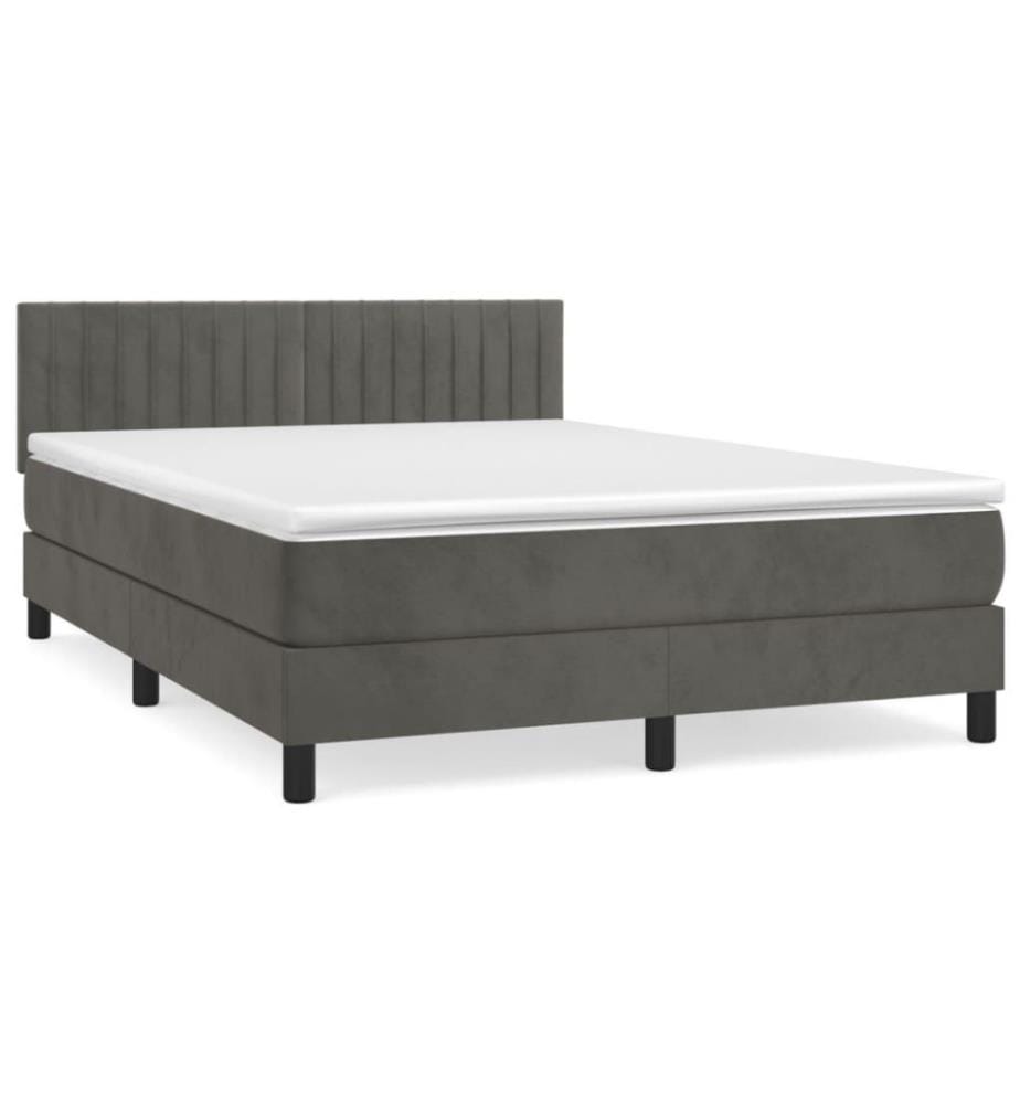 Boxspringbett mit Matratze Dunkelgrau 140x190 cm Samt
