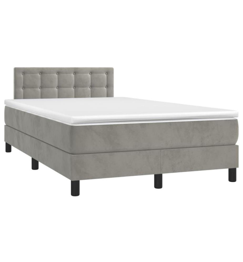Boxspringbett mit Matratze Hellgrau 120x200 cm Samt