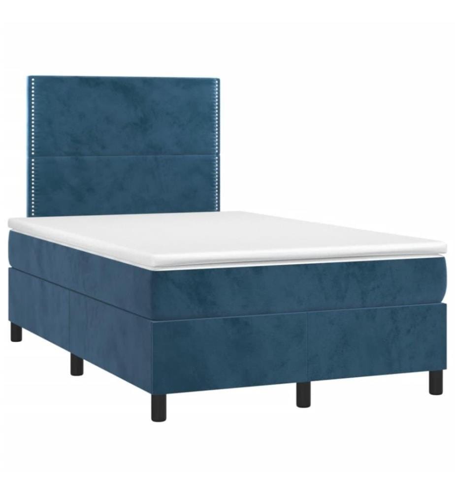 Boxspringbett mit Matratze Dunkelblau 120x200 cm Samt