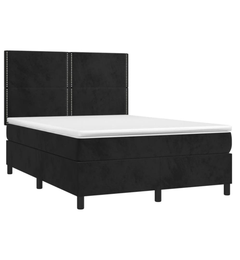 Boxspringbett mit Matratze Schwarz 140x190 cm Samt