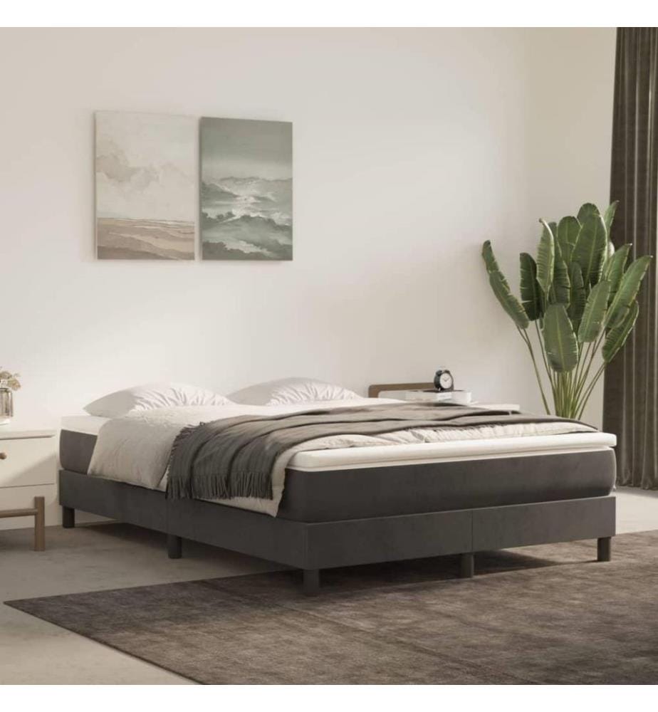Boxspringbett mit Matratze Dunkelgrau 140x190 cm Samt