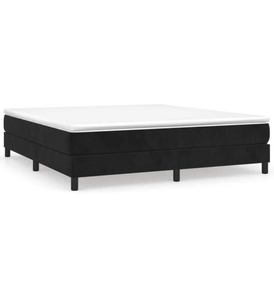 Lit à sommier tapissier et matelas Noir 160x200 cm Velours