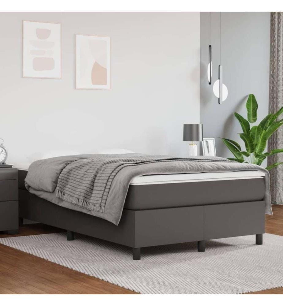 Boxspringbett mit Matratze Grau 120x200 cm Kunstleder