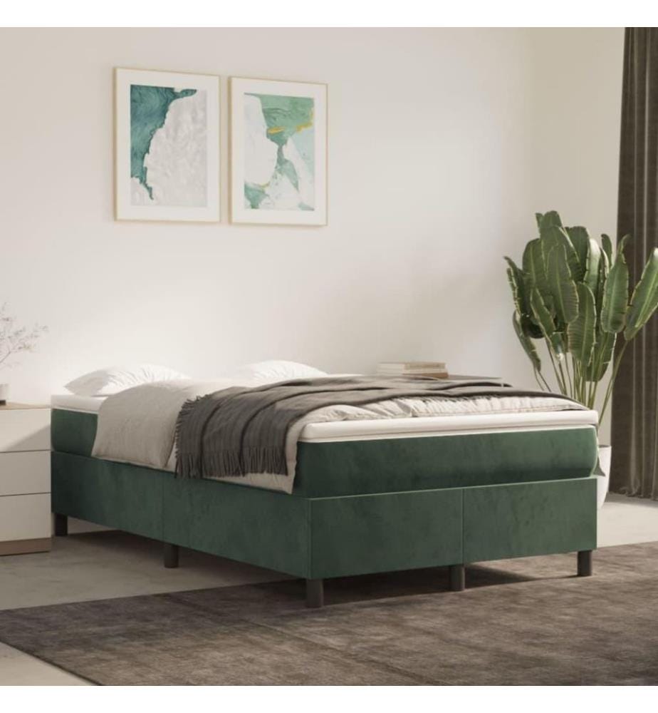 Boxspringbett mit Matratze Dunkelgrün 120x200 cm Samt