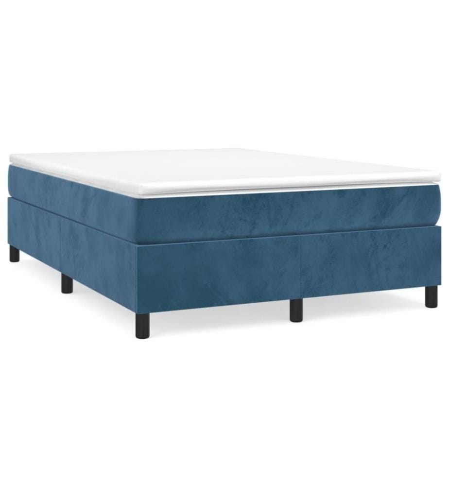Boxspringbett mit Matratze Dunkelblau 140x200 cm Samt