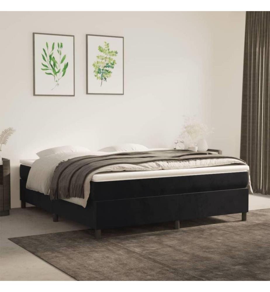 Boxspringbett mit Matratze Schwarz 180x200 cm Samt
