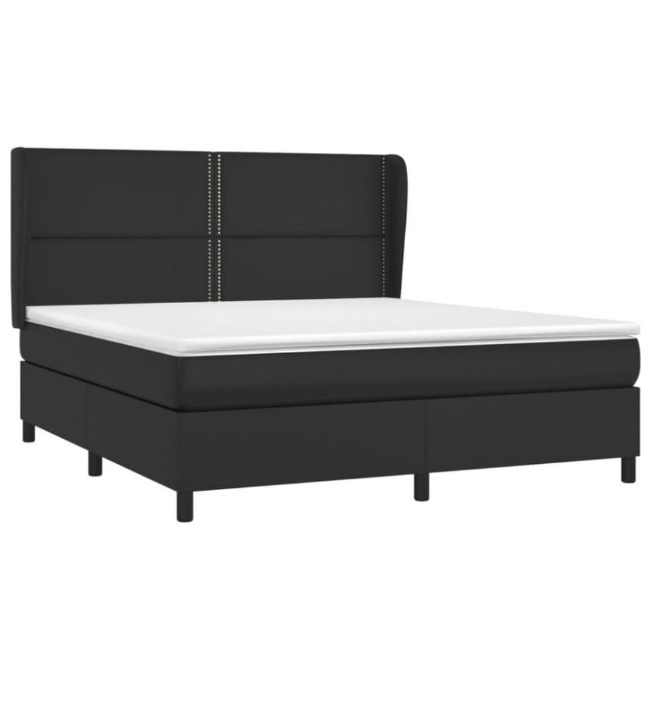 Boxspringbett mit Matratze Schwarz 180x200 cm Kunstleder