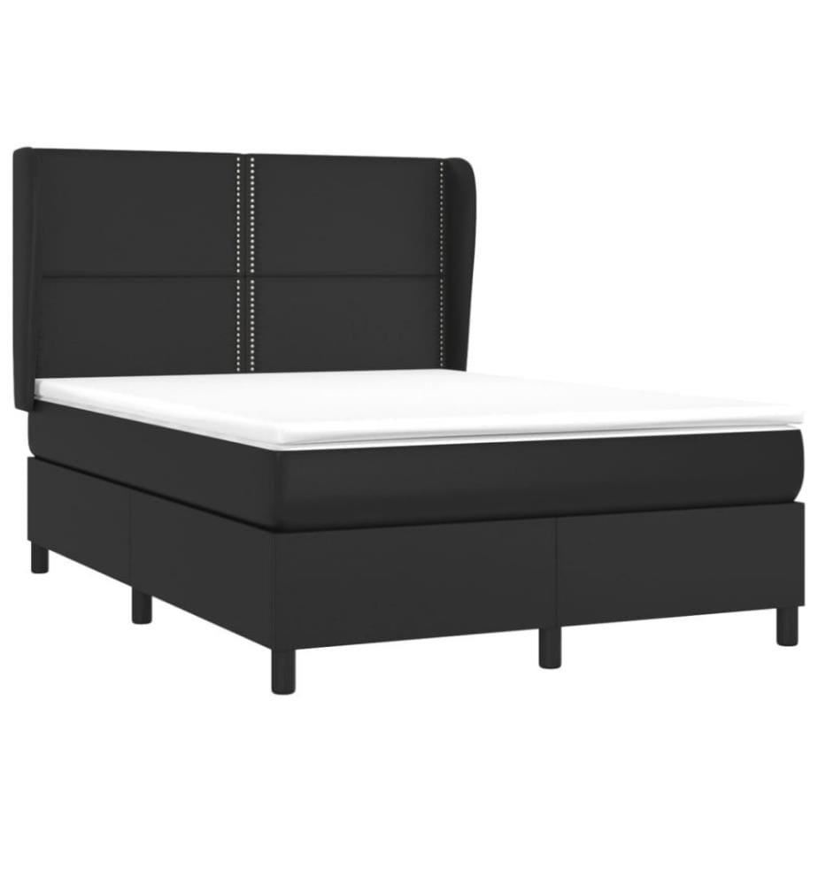 Boxspringbett mit Matratze Schwarz 140x190 cm Kunstleder