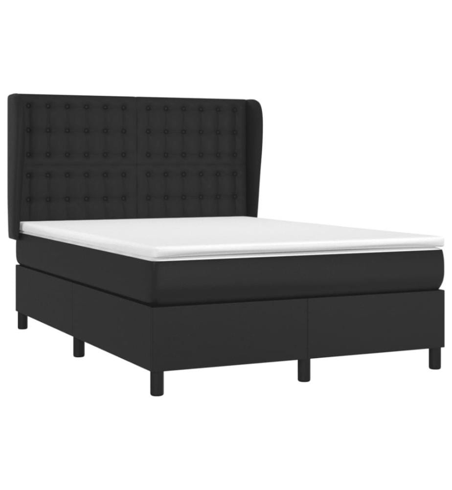 Boxspringbett mit Matratze Schwarz 140x190 cm Kunstleder