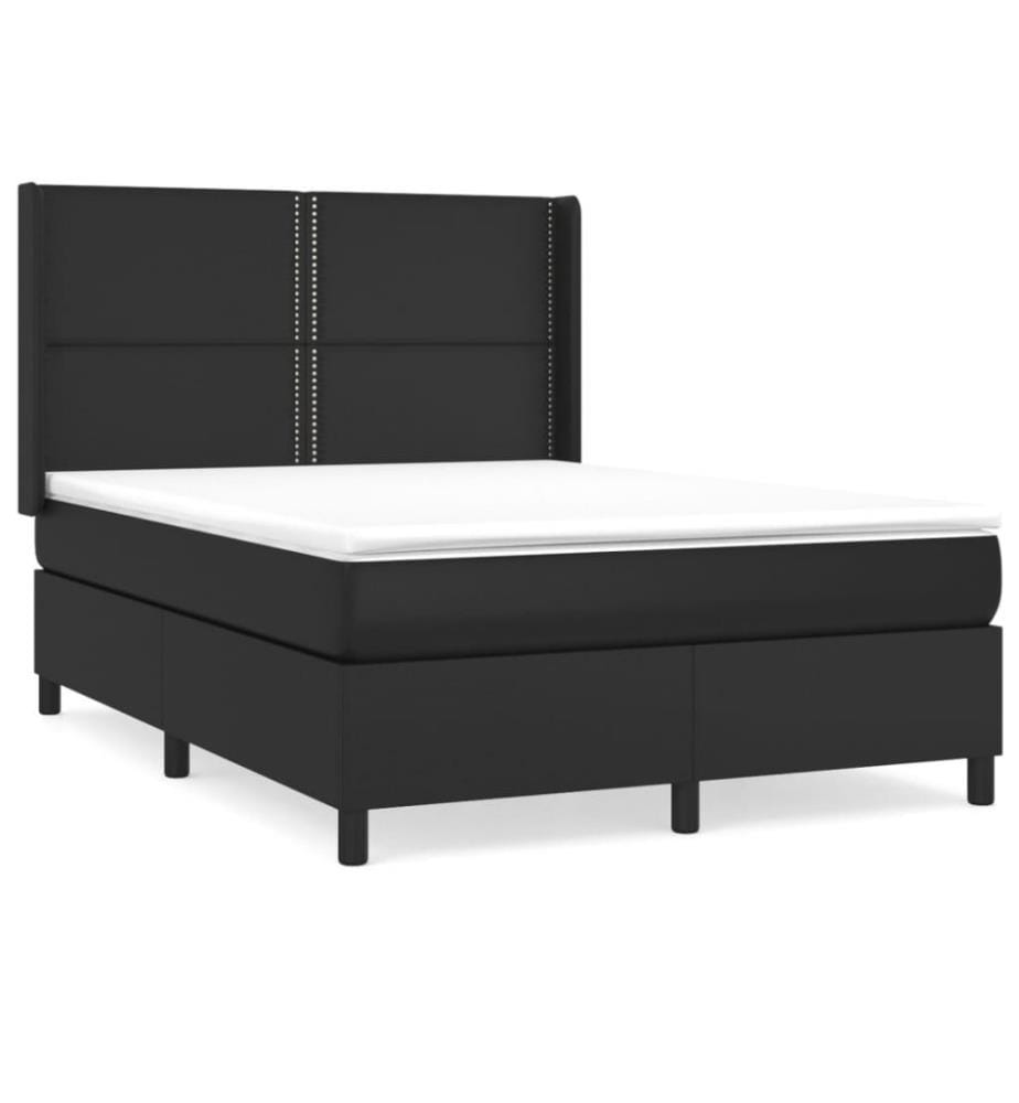 Boxspringbett mit Matratze Schwarz 140x190 cm Kunstleder