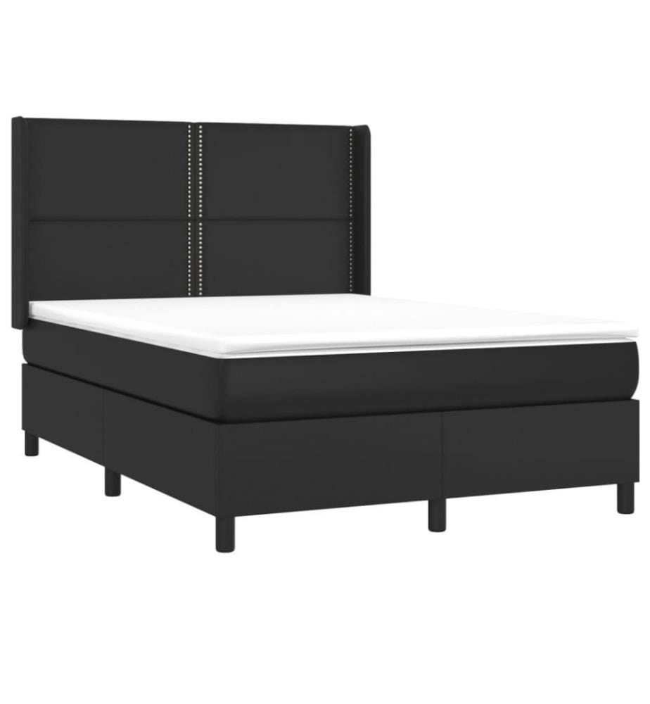 Boxspringbett mit Matratze Schwarz 140x190 cm Kunstleder