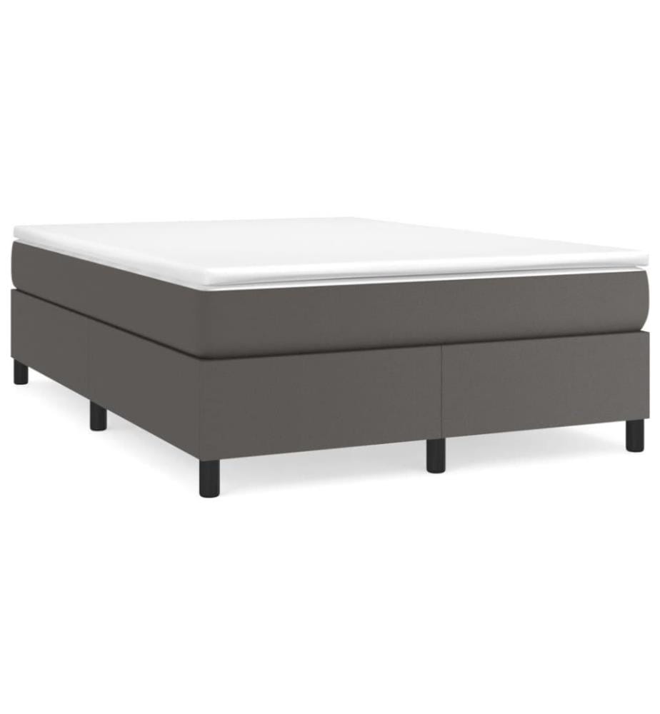 Lit à sommier tapissier avec matelas Gris 140x200 cm Similicuir