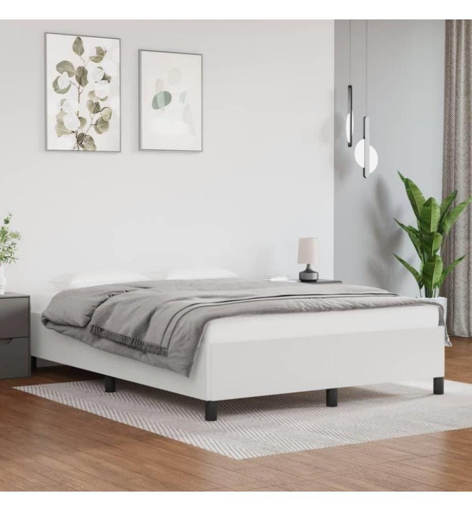 Bettgestell Weiss 140x190 cm Kunstleder