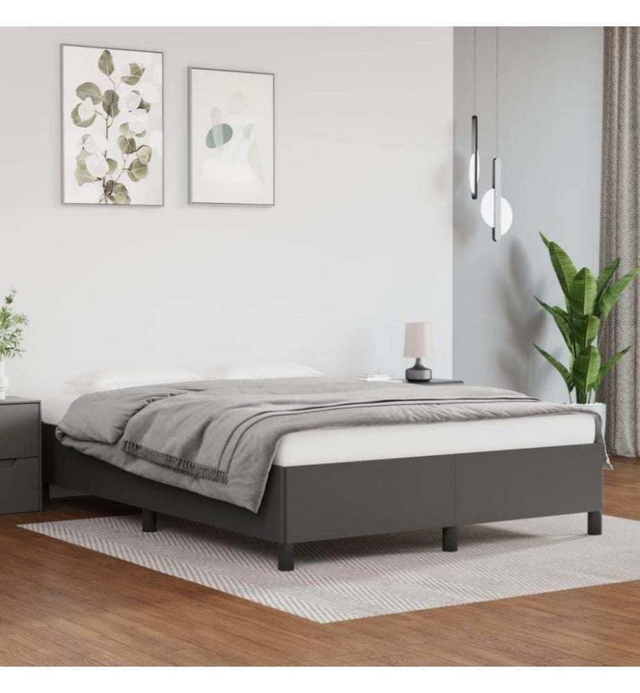 Bettgestell Grau 140x200 cm Kunstleder