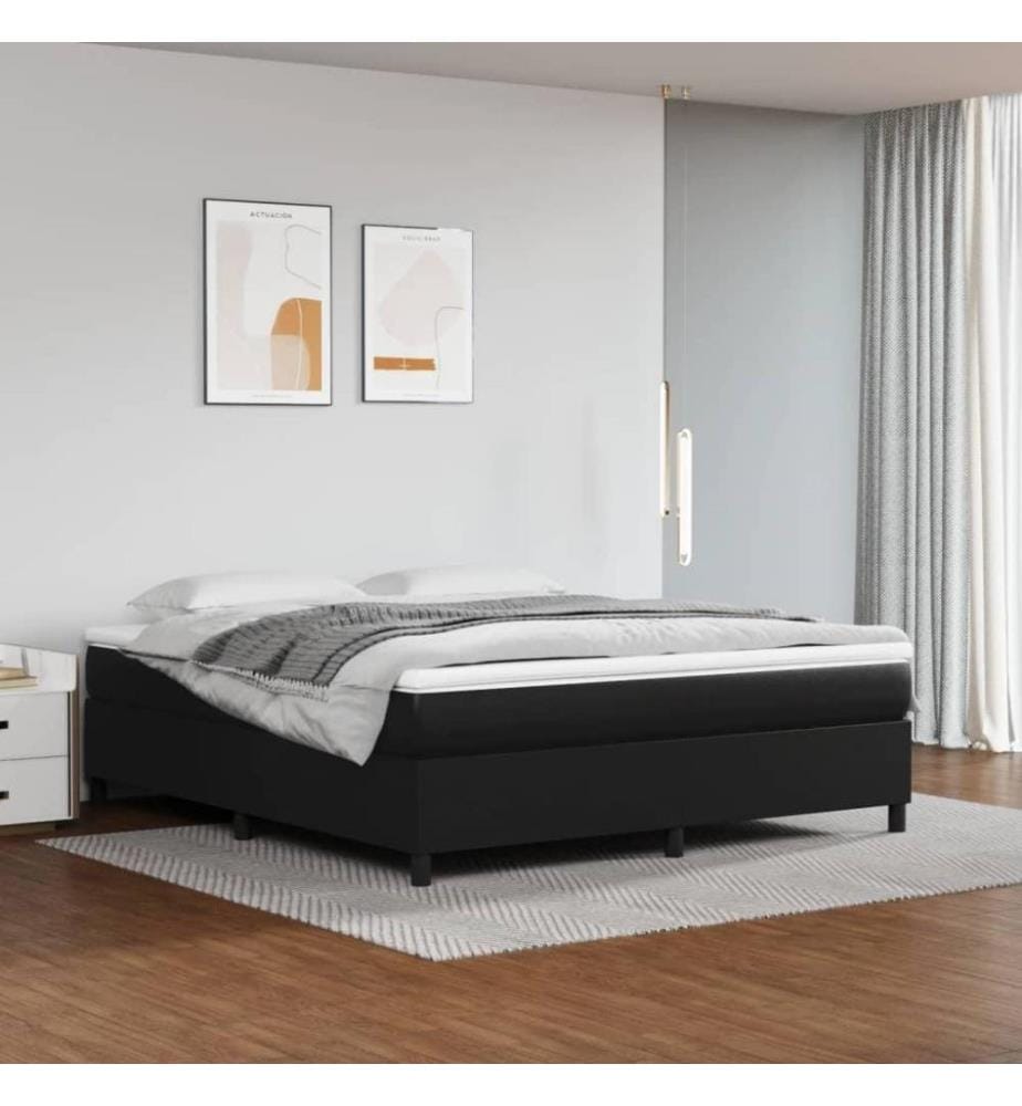 Boxspringbett Schwarz 160x200 cm Kunstleder