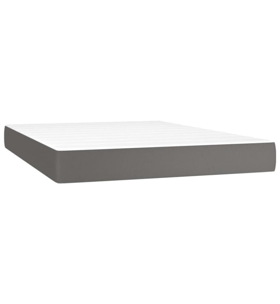 Boxspringbett mit Matratze Grau 140x190 cm Kunstleder