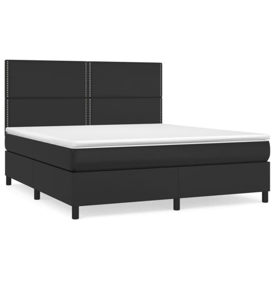Boxspringbett mit Matratze Schwarz 180x200 cm Kunstleder