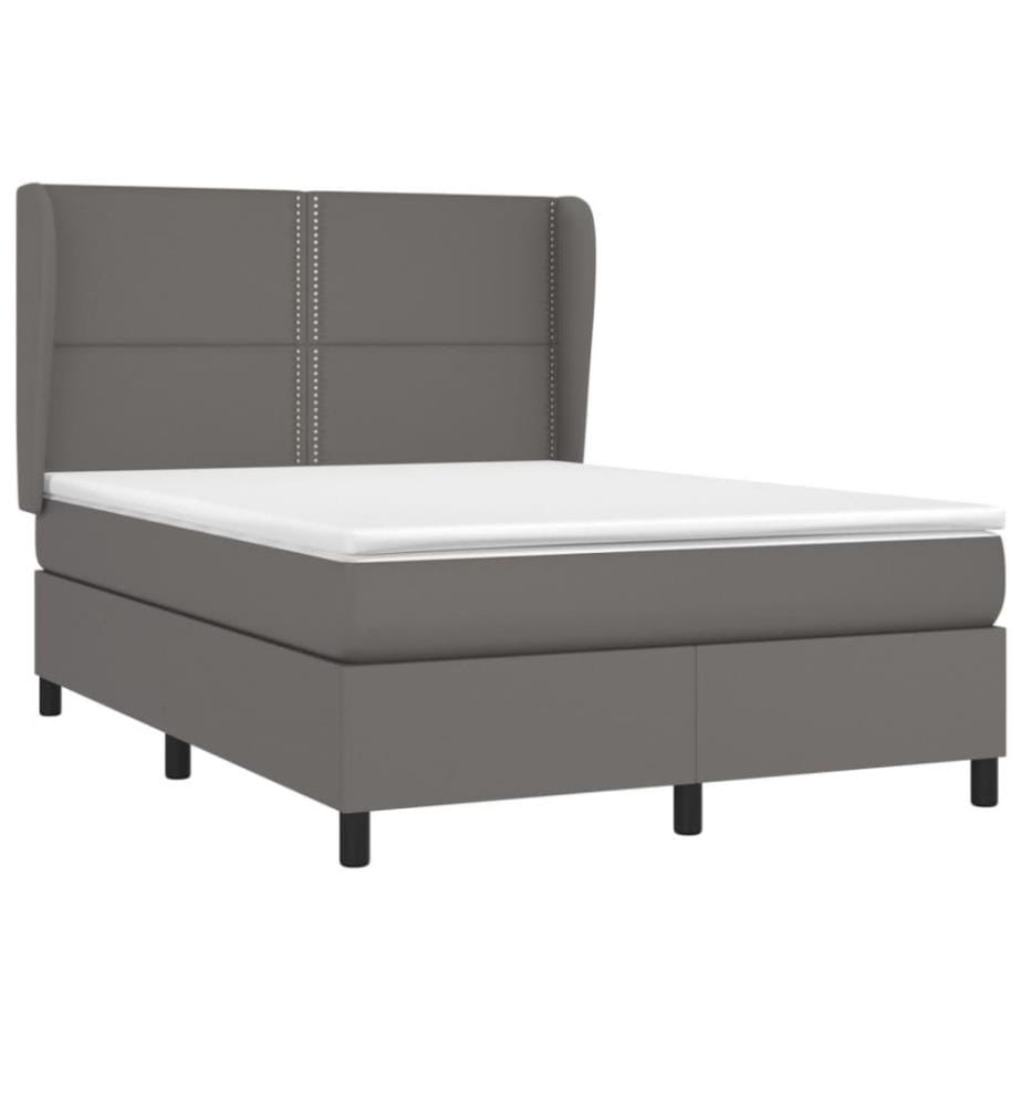 Boxspringbett mit Matratze Grau 140x200 cm Kunstleder