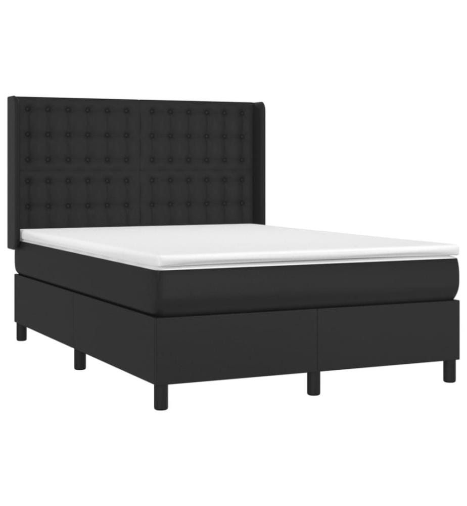 Boxspringbett mit Matratze Schwarz 140x190 cm Kunstleder