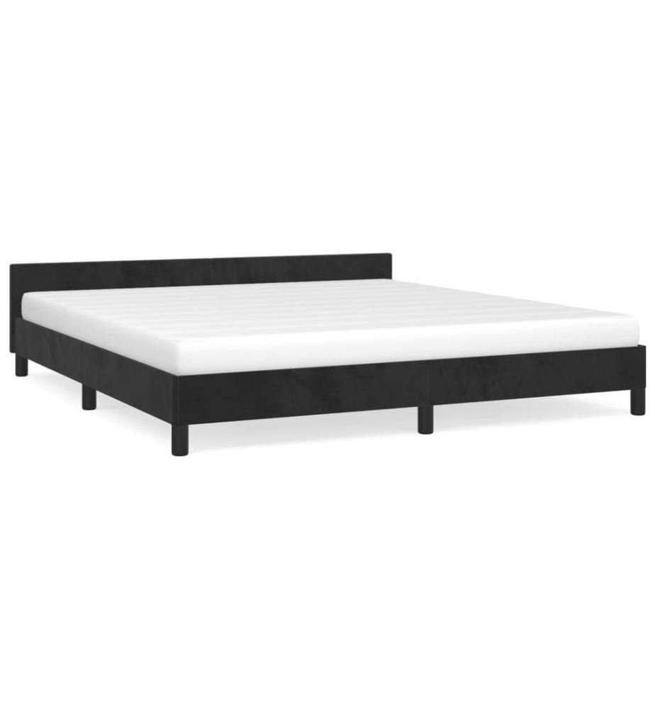 Bettgestell mit Kopfteil Schwarz 180x200 cm Samt