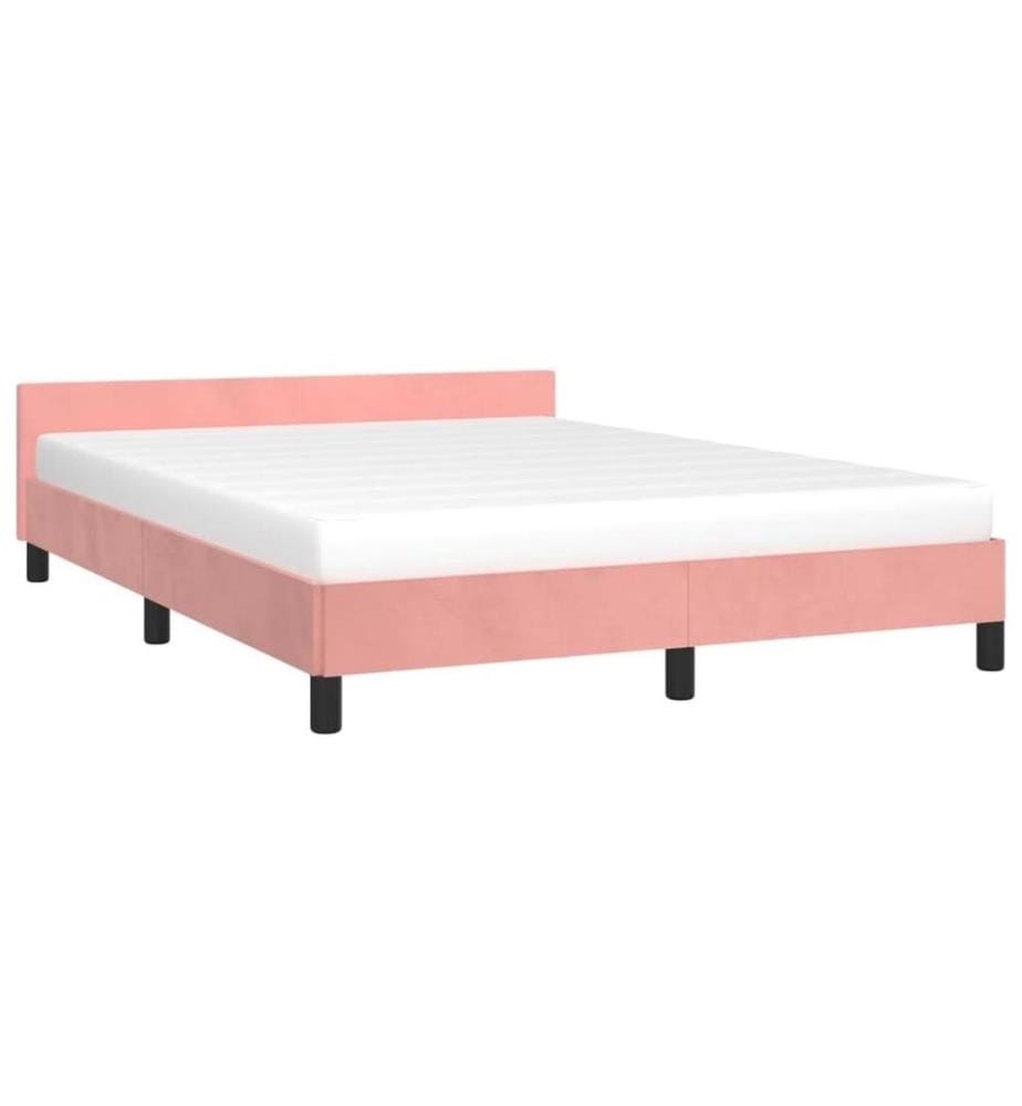 Cadre de lit avec tête de lit Rose 140x190 cm Velours
