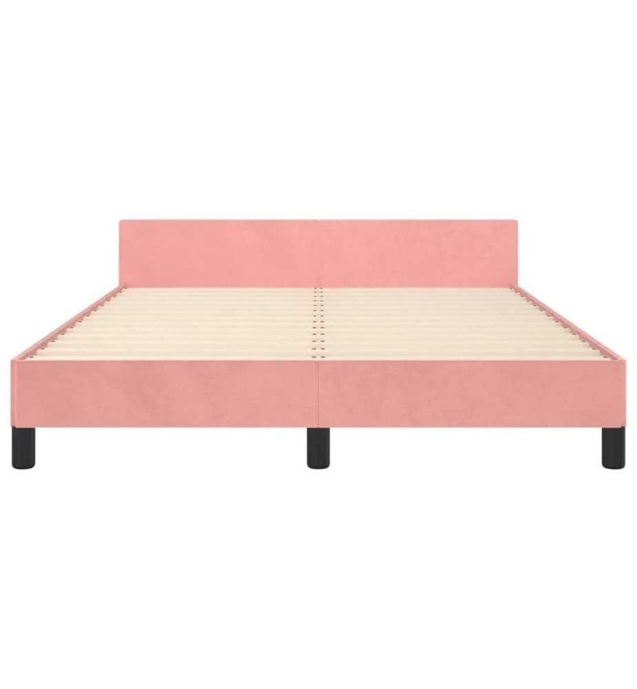 Cadre de lit avec tête de lit Rose 140x190 cm Velours