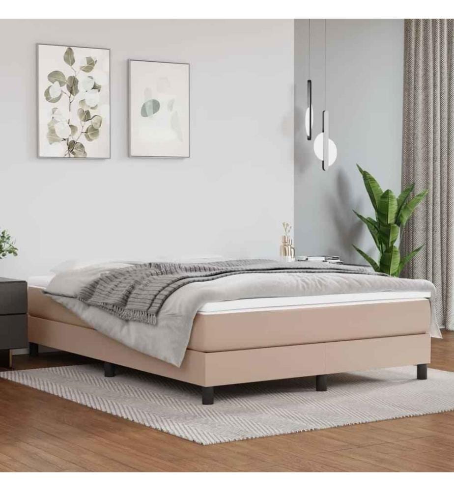 Boxspringbett Cappuccino-Braun 140x190 cm Kunstleder
